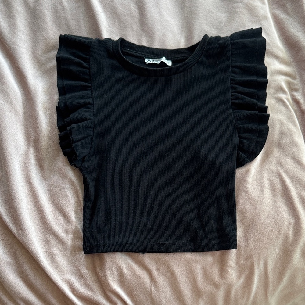Black Ruffled Zara Top